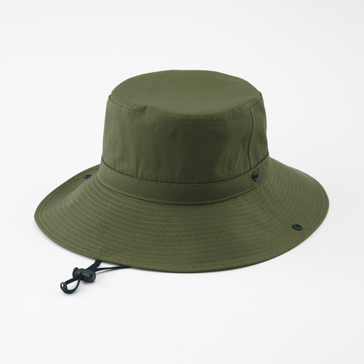 Adjustable Water Repellent Sealing Taped Safari Hat Khaki Green MUJI