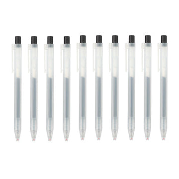 Gel Ink Ballpoint Pen Knock Type 0.5mm - Black (10 Pack) Black 0.5 MUJI