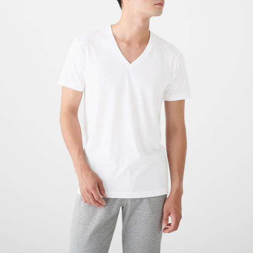 Men's Side Seamless Jersey V Neck Short Sleeve T-Shirt - 2 Pack MUJI