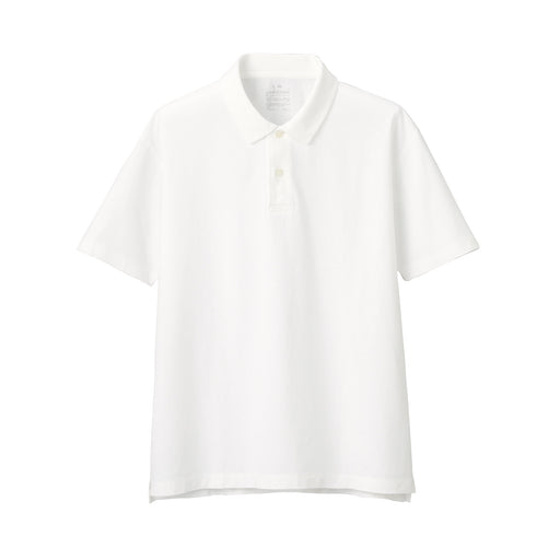 Men's Washed Jersey Polo Shirt White MUJI
