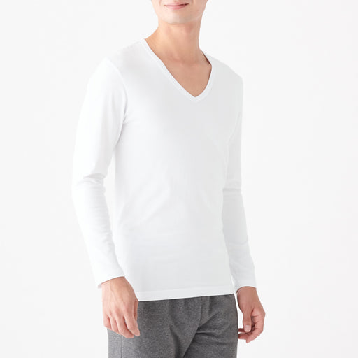 Men's Heat Generating Cotton V-Neck Long Sleeve T-Shirt MUJI