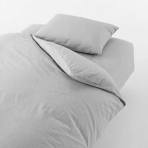 Washed Cotton Fitted Sheet Gray MUJI