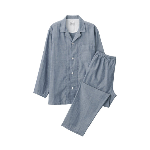 Men's Side Seamless Double Gauze Pajamas Navy MUJI