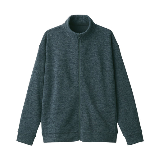 Men's Knit Fleece Stand Collar Jacket Charcoal Gray MUJI