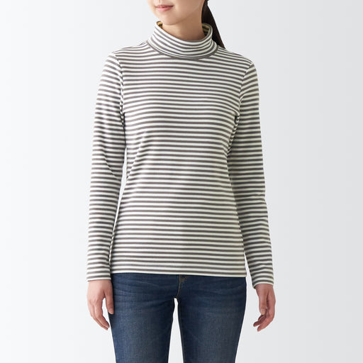#oldjan - Women's Stretch Ribbed Turtle Neck Patterned Long Sleeve T-Shirt BBM0422A (no size chart, chart from 23AW) MUJI