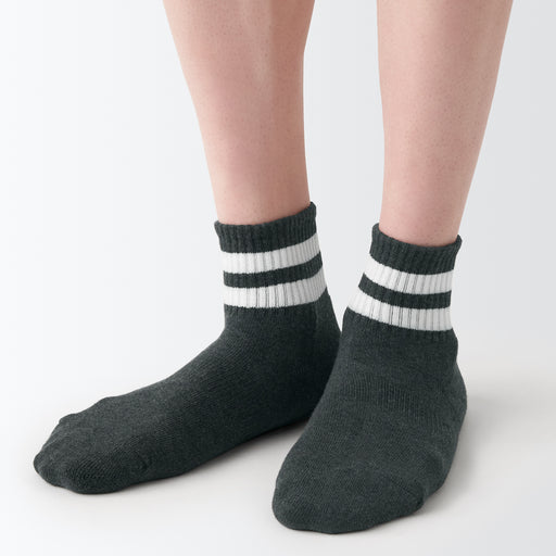 Right Angle Stripe Pile Short Socks 23-30cm MUJI