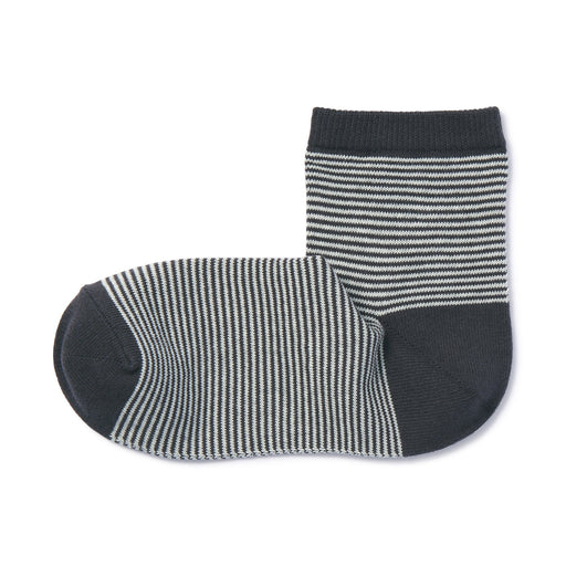 Right Angle Loose Top Short Socks Dark Gray Stripe MUJI