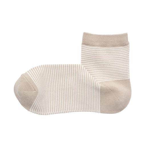 Right Angle Loose Top Short Socks Pale Brown Stripe MUJI