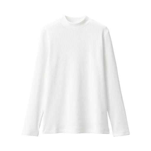 Women's Stretch Ribbed High Neck T-Shirt Off White MUJI