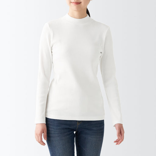 Women's Stretch Ribbed High Neck T-Shirt MUJI