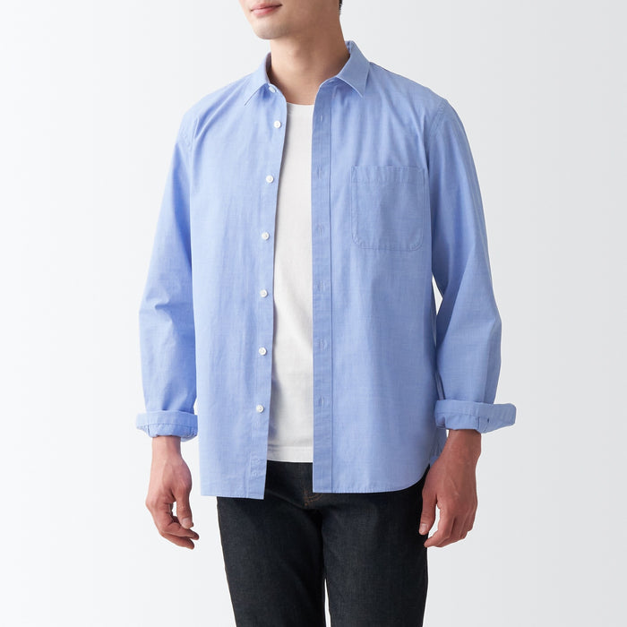 muji dress shirt Men's Washed Broad Shirt