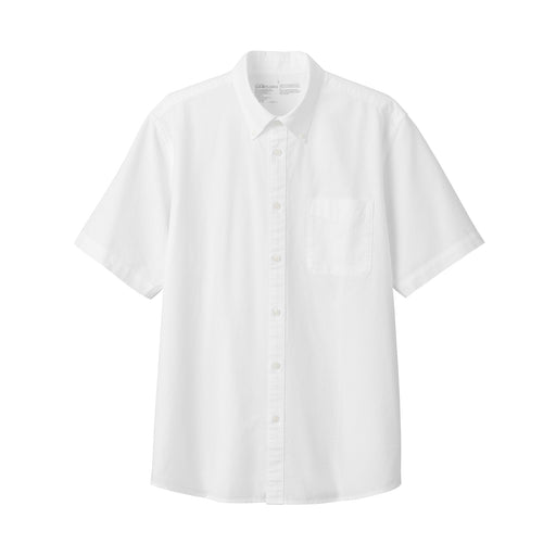 Men's Washed Oxford Button Down Short Sleeve Shirt White MUJI