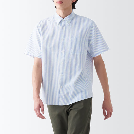 #oldjans - Men's Washed Oxford Button Down Patterned Short Sleeve Shirt ACC9023S (JP images) MUJI