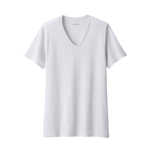 Men's Breathable Cotton V-Neck Short Sleeve T-Shirt Light Gray MUJI