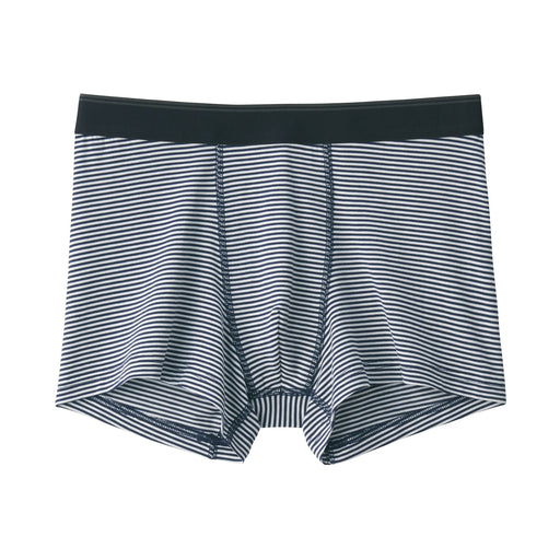 Men's Smooth Low Rise Boxer Brief Dark Navy Stripe MUJI