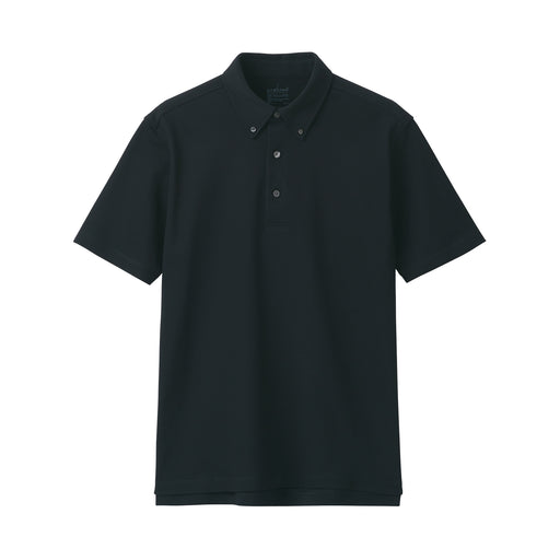 Men's Cool Touch Pique Button Down Polo Shirt Black MUJI