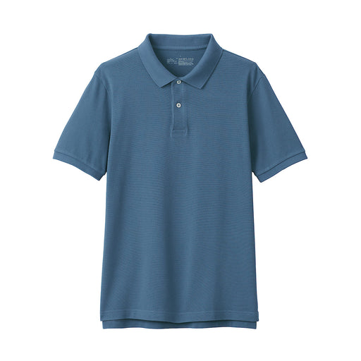 Men's Washed Pique Polo Shirt Blue MUJI