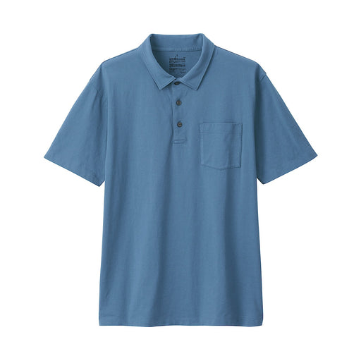 Men's Washed Jersey Polo Shirt Blue MUJI