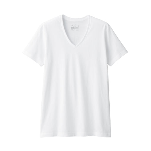 Men's Side Seamless Jersey V Neck T-Shirt White MUJI
