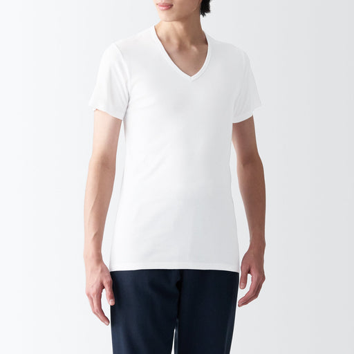 Men's Side Seamless Ribbed V Neck T-Shirt MUJI