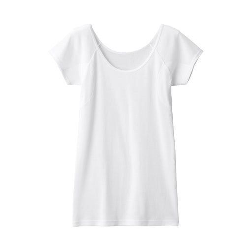 Women's Breathable Cotton French Sleeve T-Shirt with Sweat Pad White MUJI