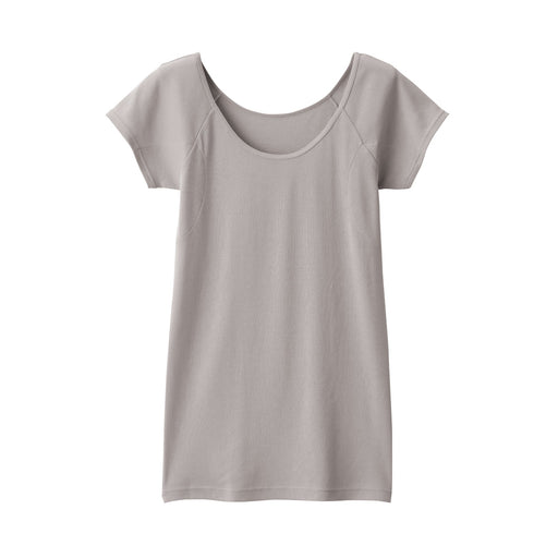 Women's Breathable Cotton French Sleeve T-Shirt with Sweat Pad Medium Gray MUJI