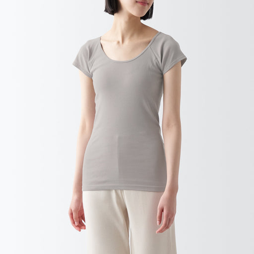 Women's Breathable Cotton French Sleeve T-Shirt with Sweat Pad MUJI
