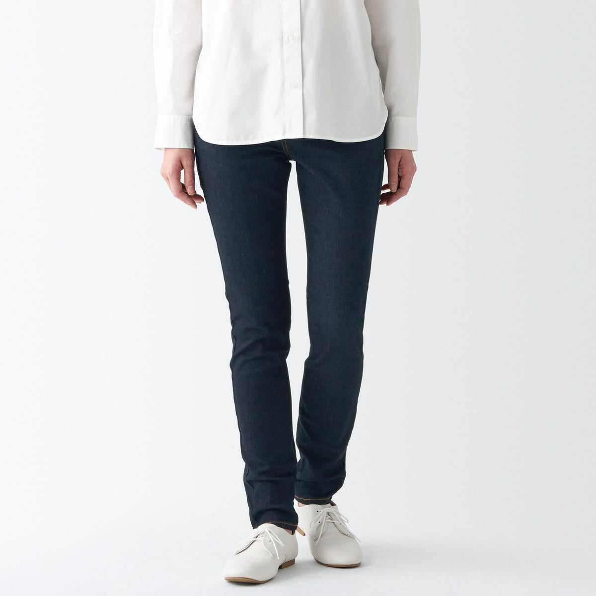 Women's Super Stretch Denim Skinny Pants - Dark Navy | MUJI USA