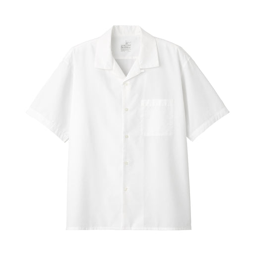 Men's Seersucker Open Collar Short Sleeve Shirt White MUJI