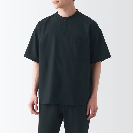 Men's Seersucker Henry Neck Woven T-Shirt MUJI