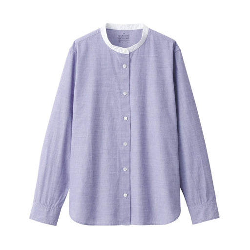 Women's Washed Broad Stand Collar Long Sleeve Shirt Light Purple MUJI