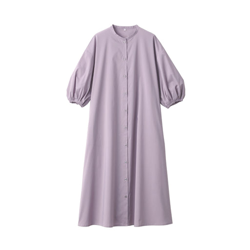 Women's Quick-Dry Broadcloth 3/4 Sleeve Dress Light Purple MUJI