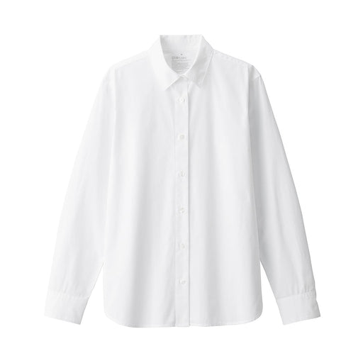 Women's Washed Broad Regular Collar Long Sleeve Shirt White MUJI