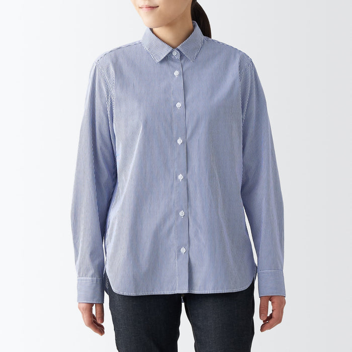 Women's Washed Broad Regular Collar Long Sleeve Shirt | MUJI USA