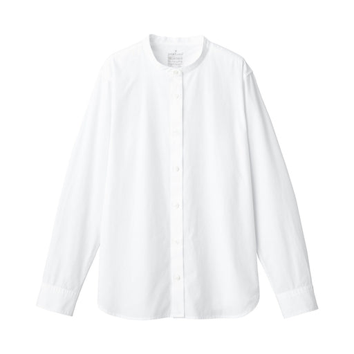 Women's Washed Broad Stand Collar Long Sleeve Shirt White MUJI