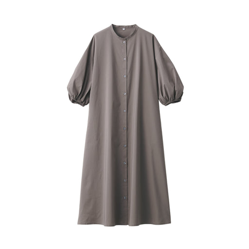 Women's Quick-Dry Broadcloth 3/4 Sleeve Dress Mocha Brown MUJI