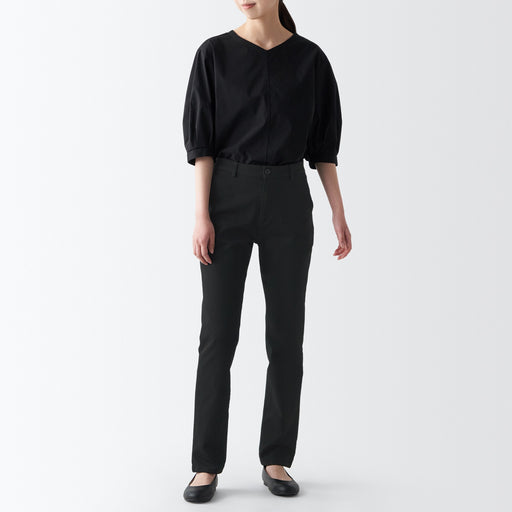 Women's 4-Way Stretch Chino Slim Tapered Pants (L 32inch / 80cm) MUJI