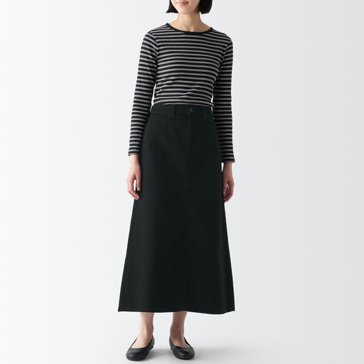 Women's Denim A-Line Skirt Black MUJI