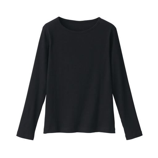 Women's Stretch Ribbed Crewneck T-Shirt Black MUJI
