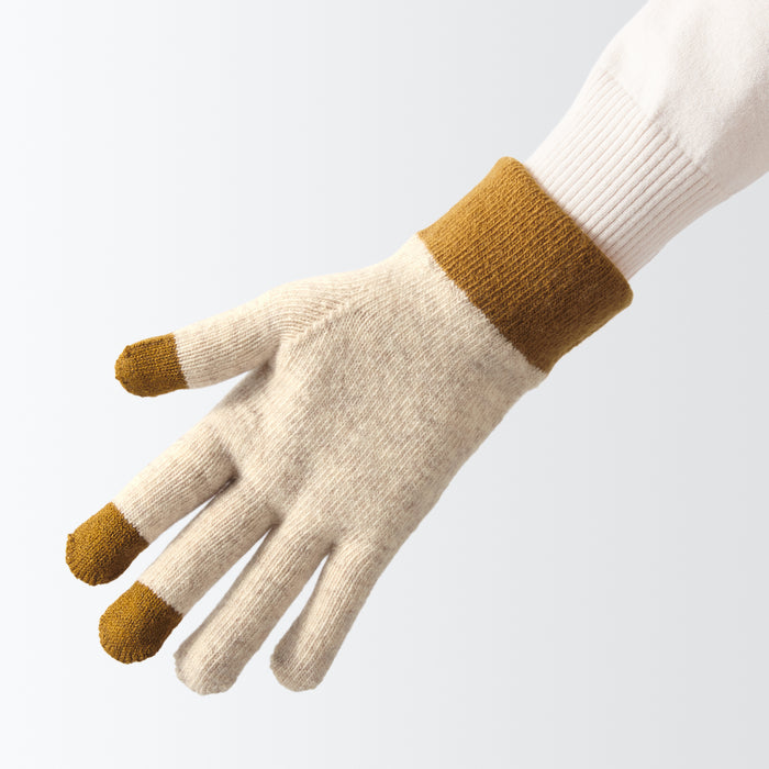 muji touchscreen handschuhe Wool Blend Touchscreen Bicolor Gloves