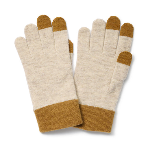 Wool Blend Touchscreen Bicolor Gloves Oatmeal MUJI