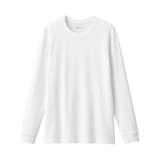 Men's Warm Thick Cotton Crew Neck Long Sleeve T-Shirt White MUJI