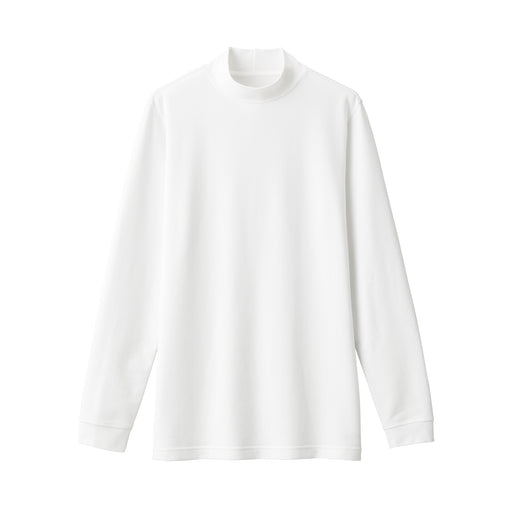Men's Warm Thick Cotton High Neck Long Sleeve T-Shirt White MUJI