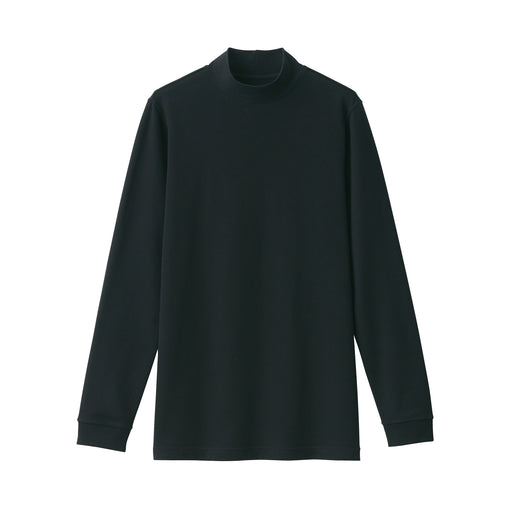 Men's Warm Thick Cotton High Neck Long Sleeve T-Shirt Black MUJI