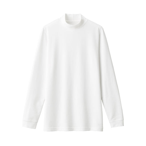 Men's Warm Thick Cotton High Neck Long Sleeve T-Shirt White MUJI