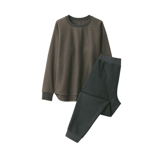 Men's Smooth Fleece Loungewear Set Dark Brown MUJI