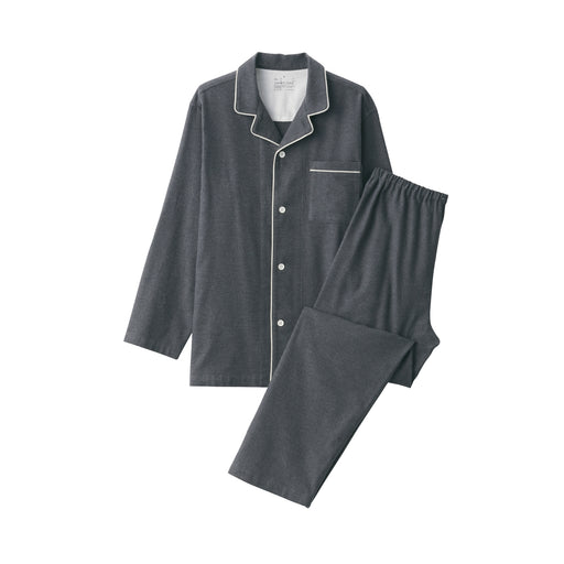 Men's Side Seamless Flannel Pajamas Charcoal Gray MUJI