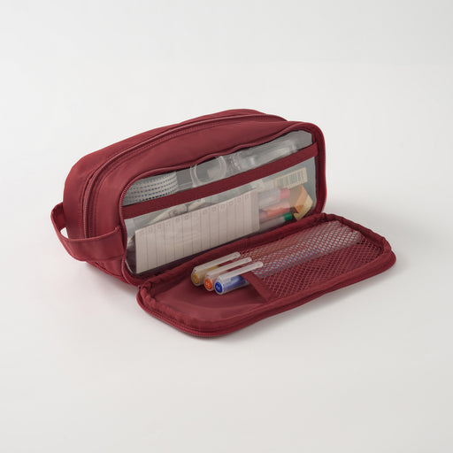 Nylon Pen Case with Window - Red MUJI