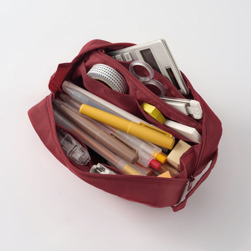 Nylon Pen Case with Handle - Red MUJI