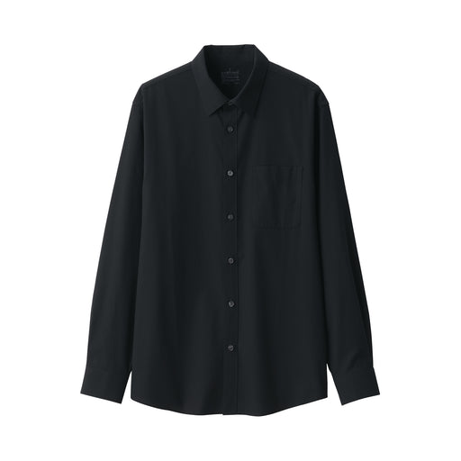 Men's Wrinkle-Resistant Long Sleeve Shirt Black MUJI